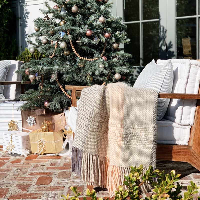 Ushuaia Hand Woven Throw Blanket, Coral