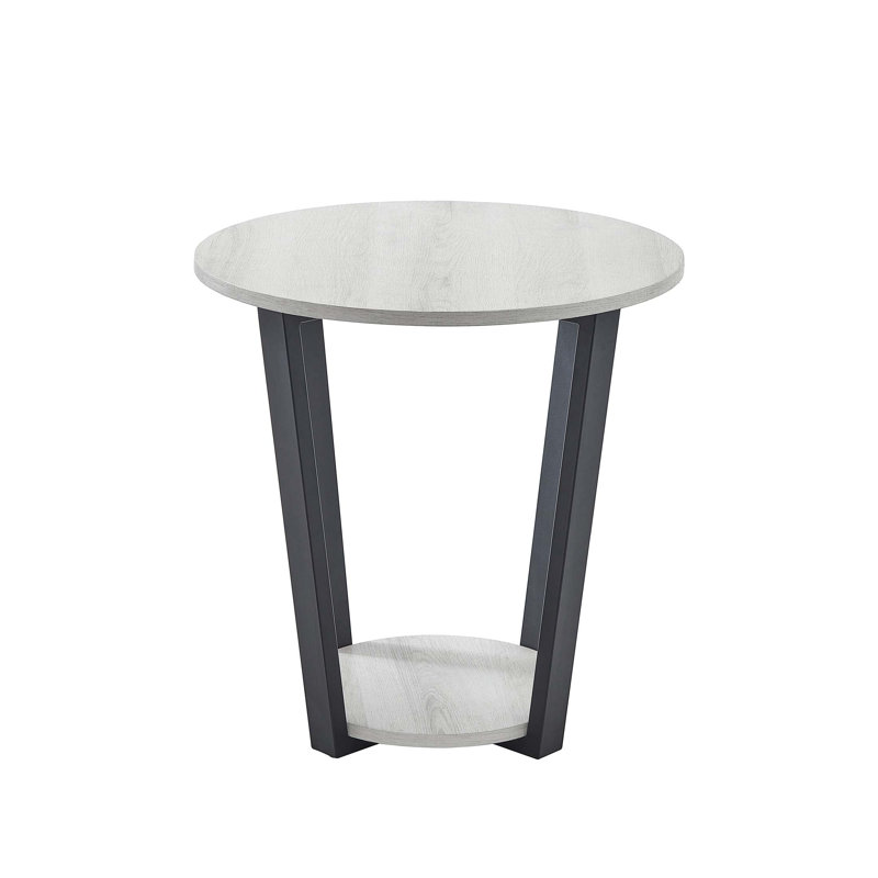 Contemporary Round End Table With Shelf,