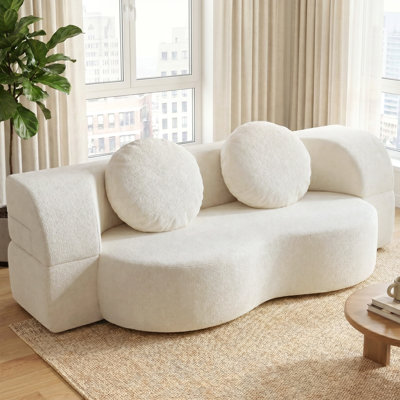  77" Upholstered Convertible Futon Sofa 
