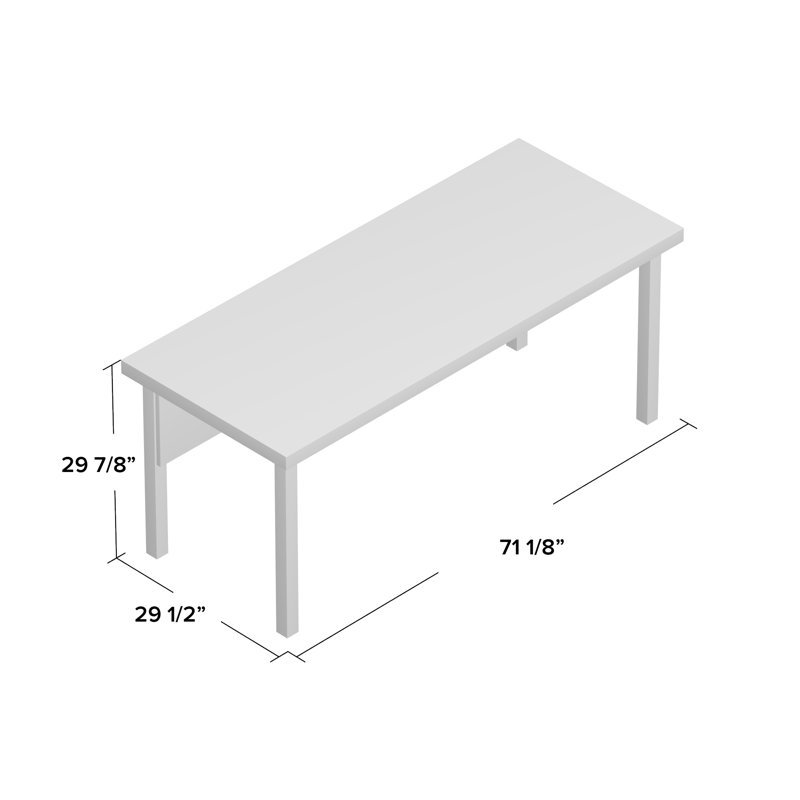 Idael Desk with Square Metal Legs, 72W, Bark Gray