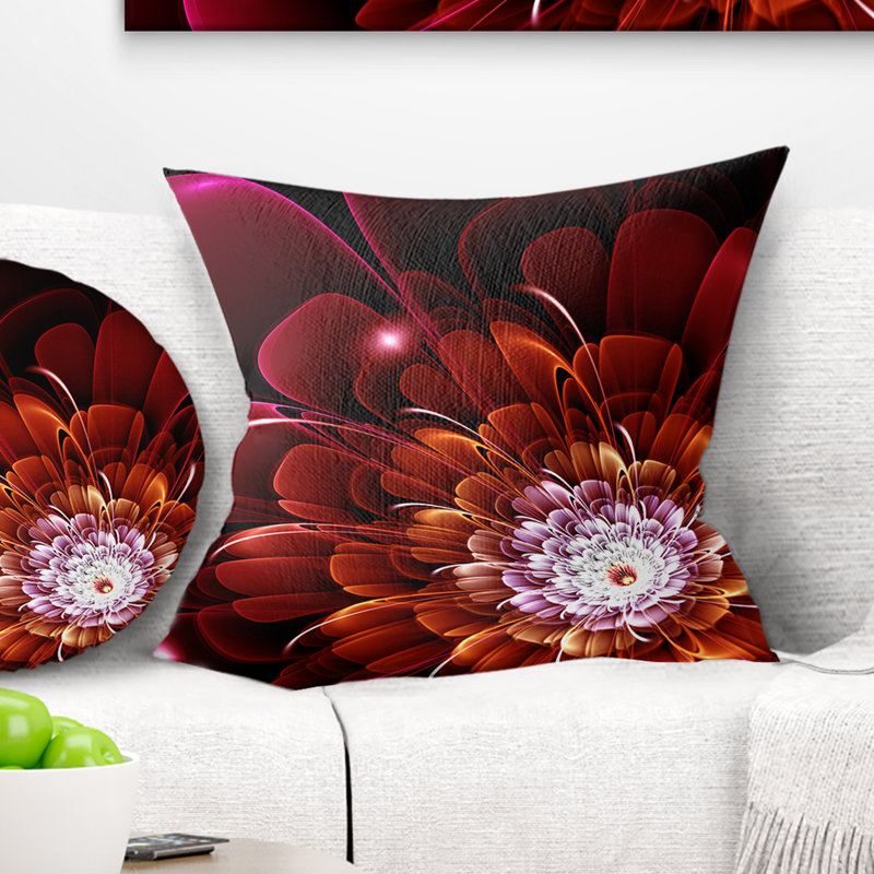 Housse et insert pour coussin floral Floral Fractal, 16 po x 1 po, Coussin décoratif