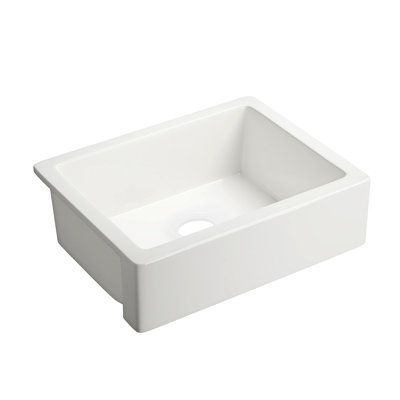 24"L X 19" W Farmhouse/Apron Front White Ceramic Kitchen Sink