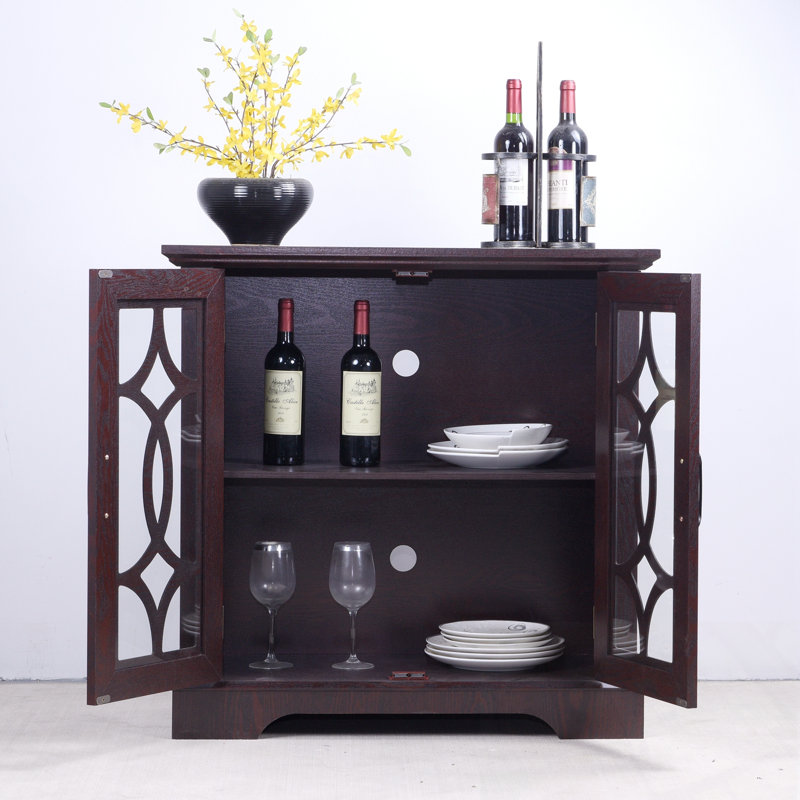 Ranee avec 2 portes vitrées et tablettes réglables, Rouge sang de bœuf