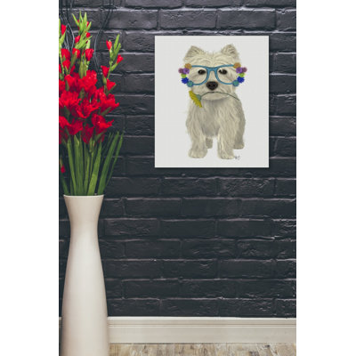 'West Highland Terrier Flower Glasses' by Fab Funky, Canvas Wall Art