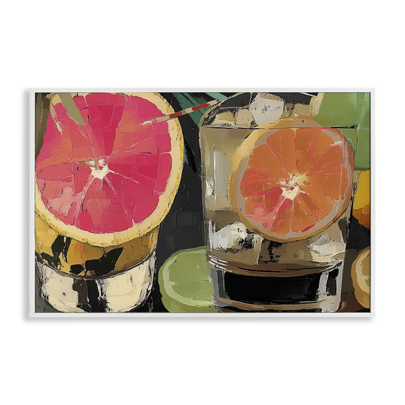 Cocktail Hour avec tranches de fruits, estampe numérique, conception par Annabelle Hall, H 12 po x l 18 po