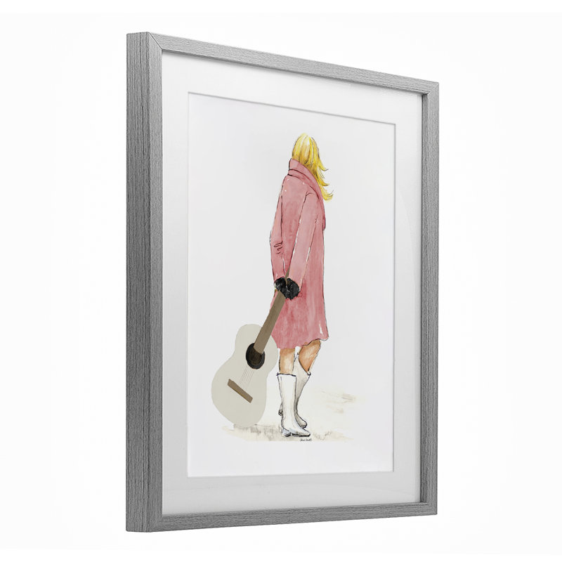 Impression sous-verre à la mode avec guitare, design par Lanie Loreth, Cadre de ferme gris, H 21 po x l 17 po