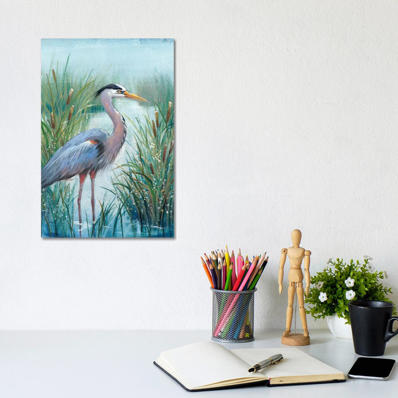 Marsh Heron I by Tim OToole - Wrapped Canvas Painting, 20.32 cm H x 30.48 cm W