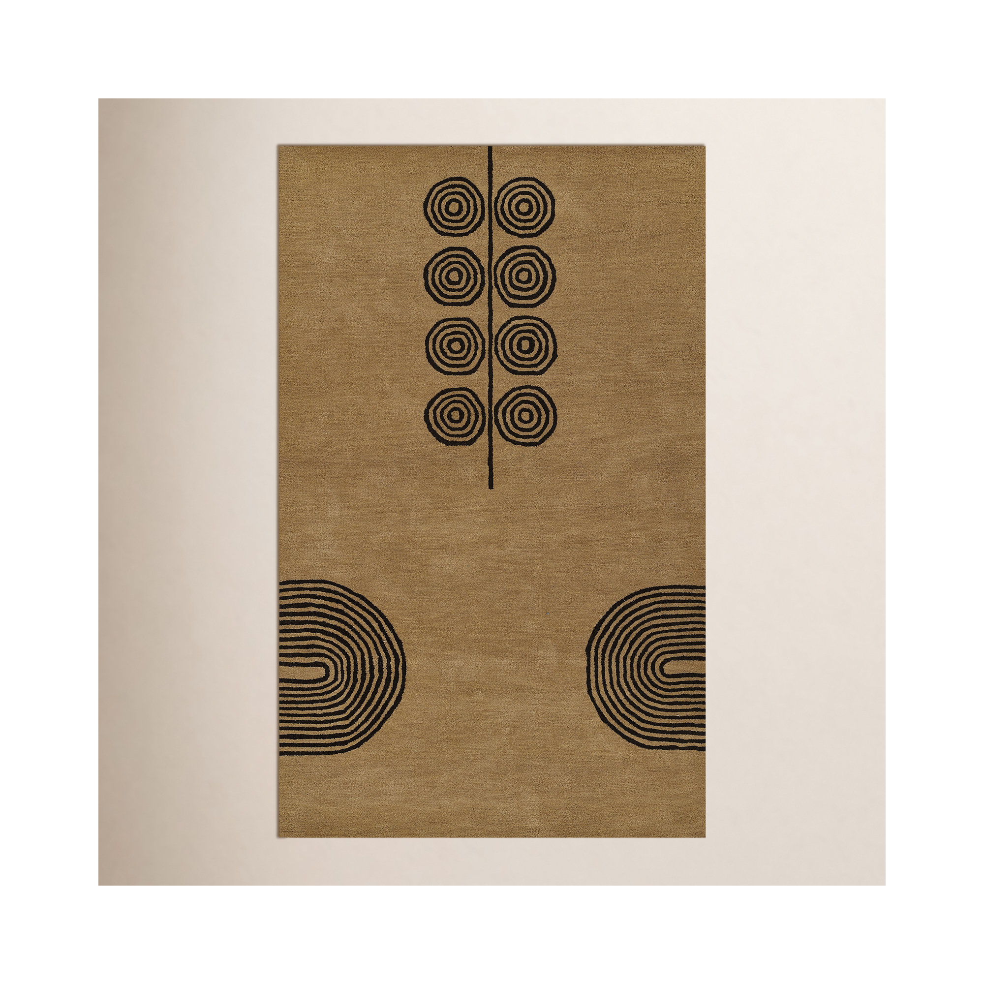 Yasi Hand Tufted Wool Beige Rug, Rectangle 8' x 10'