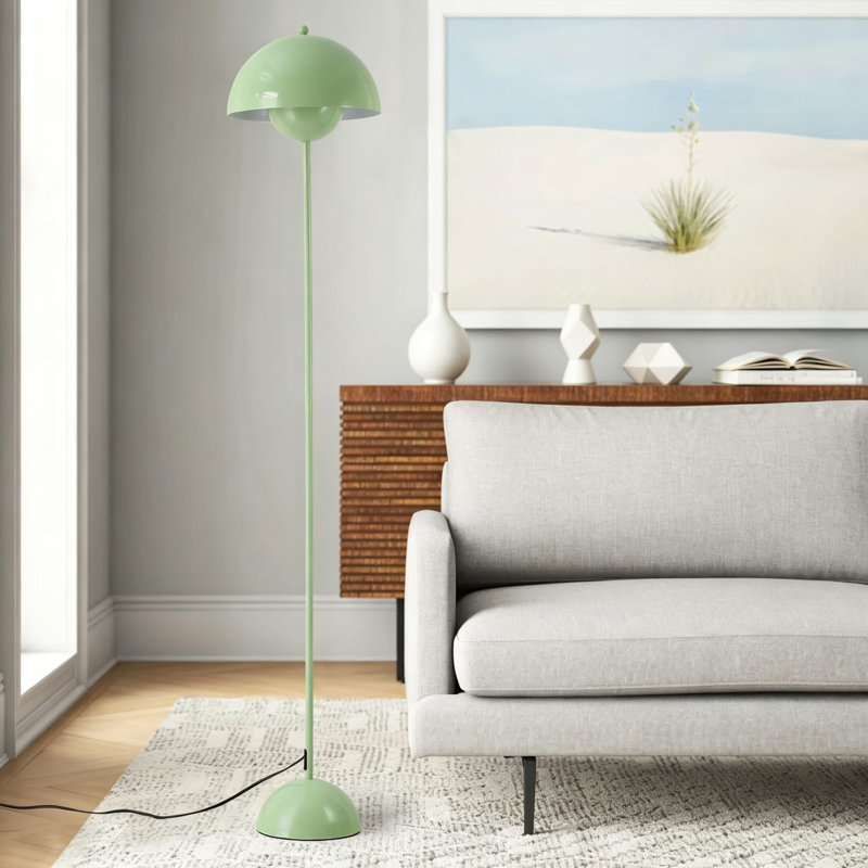 Lampe sur pied industrielle moderne avec abat-jour dôme réfléchissant pour un éclairage ambiant doux, idéale pour le salon, la chambre à coucher et le bureau