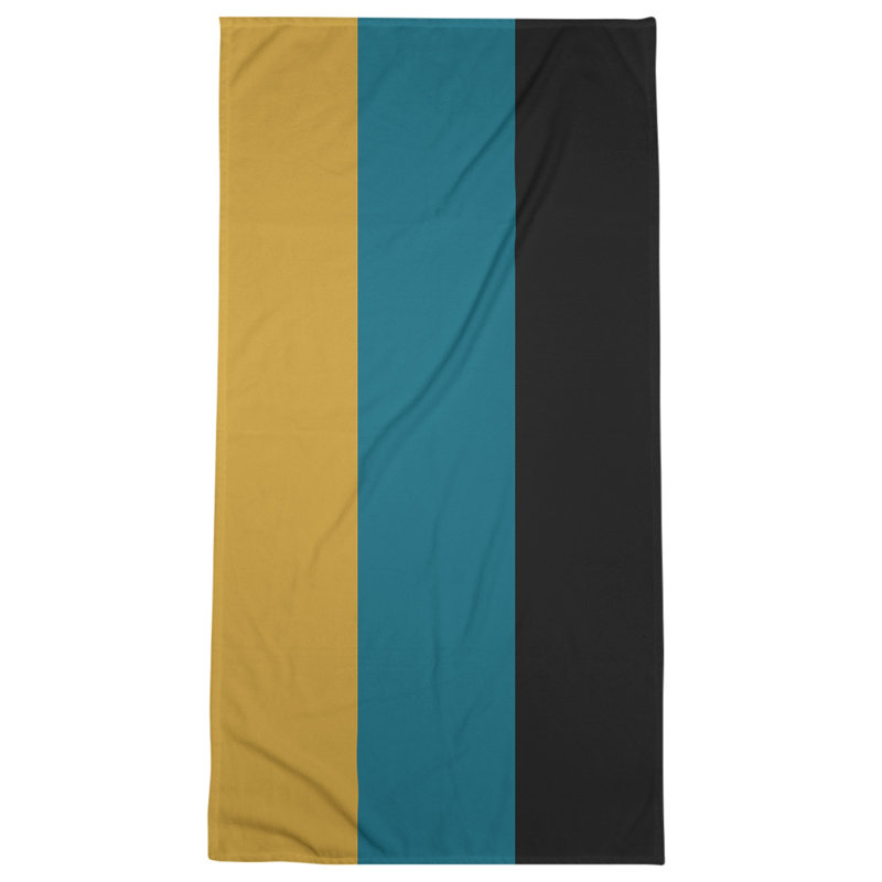 Bath Towel, Light Khaki/Sea Blue/Black