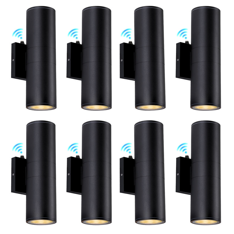Paquet de 8 appliques murales étanches IP65 avec aluminium, Noir mat, Ensemble de 8