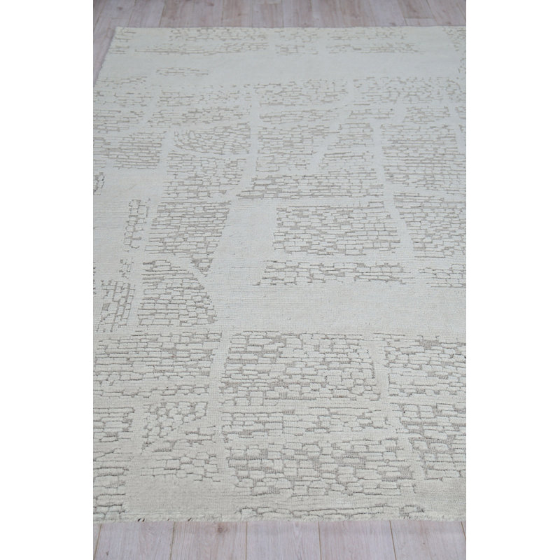 Calexico Wool Abstract Area Rug in Ivory/Beige, Rectangle 8' x 10'
