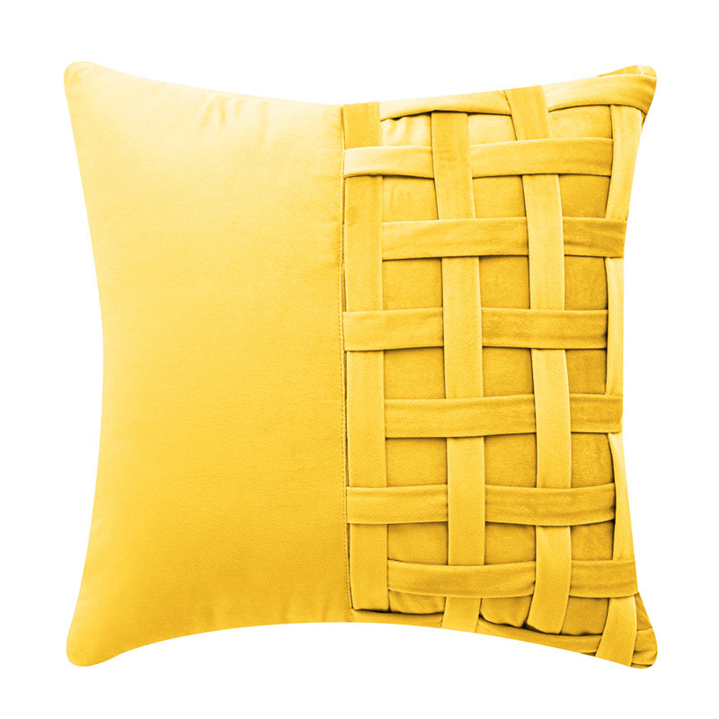 Coussin décoratif en velours , Jaune