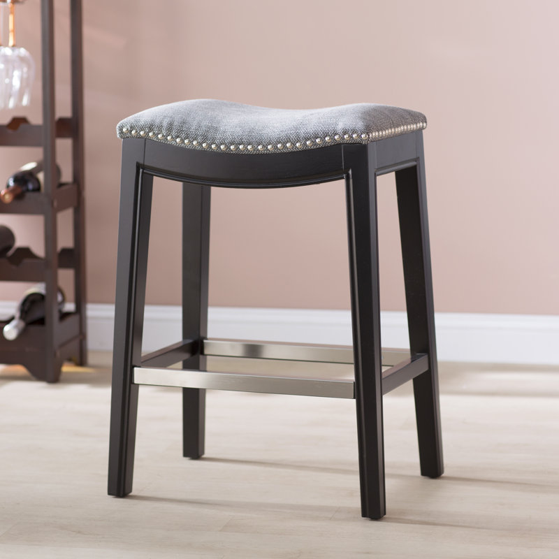 Alamea Nailhead Saddle Counter Stool, Gray/Black