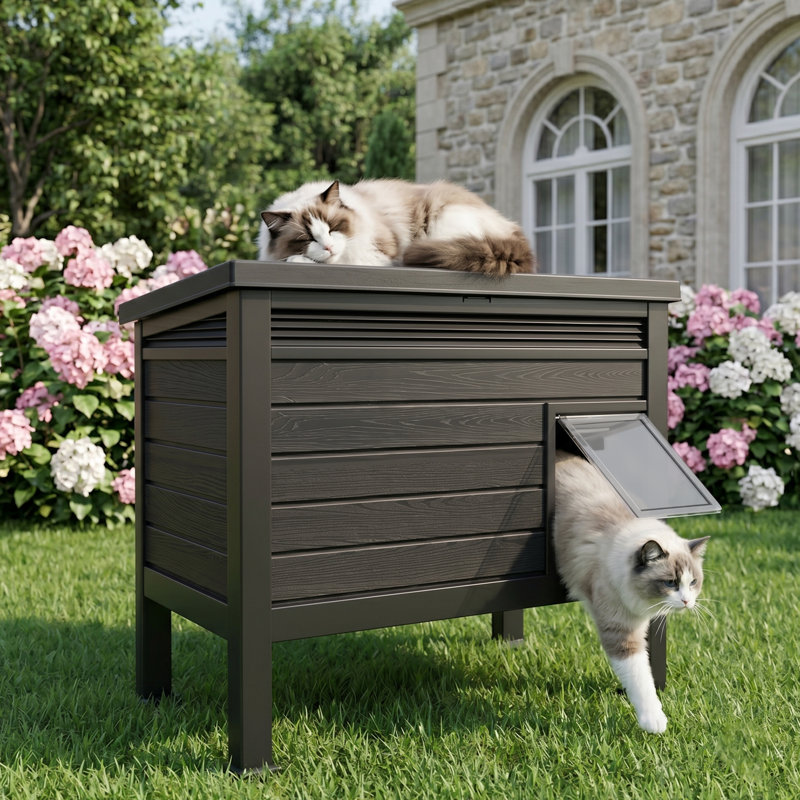 Outdoor Cat House, Black, Large