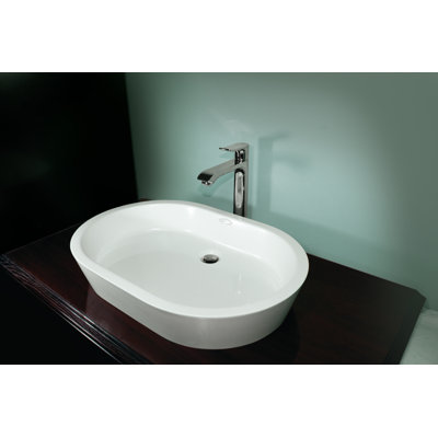 Elle Polished White Handmade Oval Dual Mount Bathroom Sink