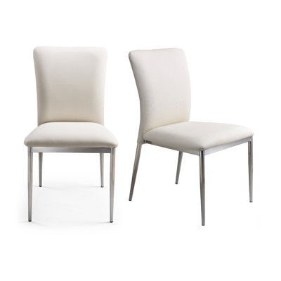 Chaises de salle à manger en similicuir de 2, blanc doux - Option esthétique moderne et confortable 2