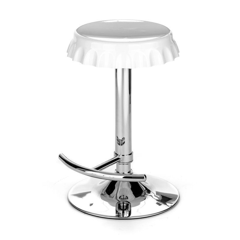 Swivel Adjustable Height Counter Stool with Metal Frame, White