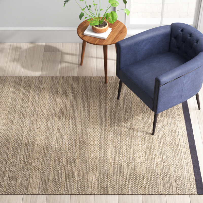 Tapis brun clair en coton tissé à la main Courtdale, Rectangle 8 pi x 10 pi