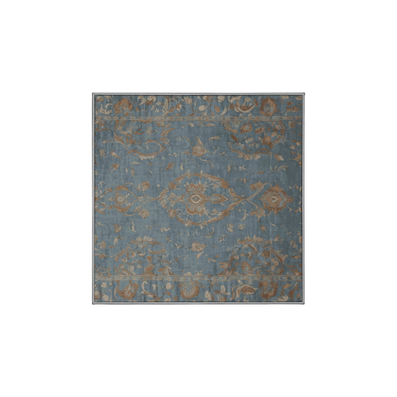 Machine Washable Gray Area Rug, Square 8'