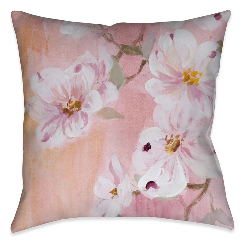 Coussin décoratif rose, H 18 po x l 18 po