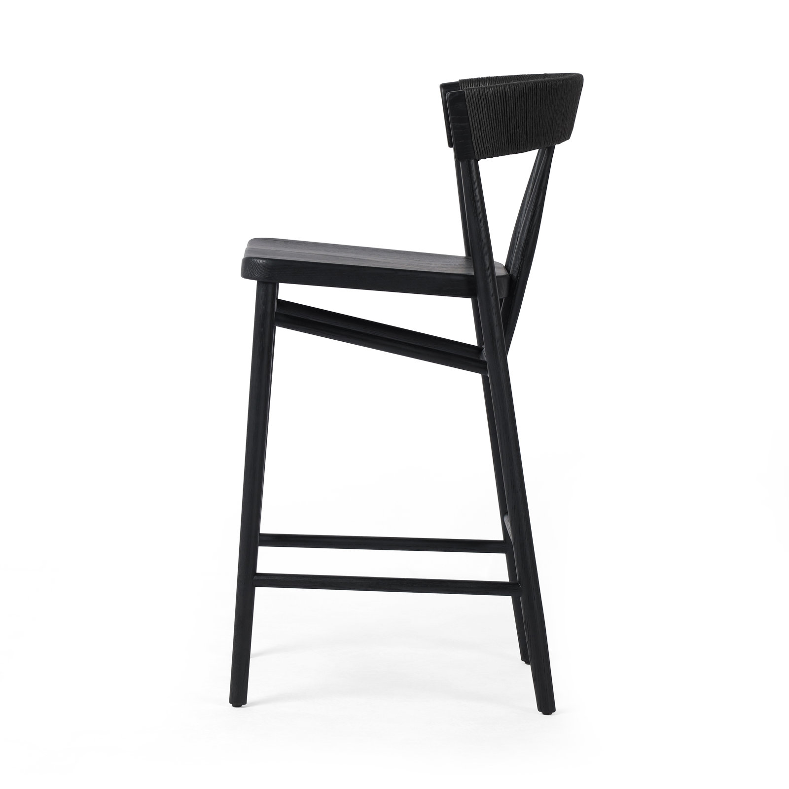 Siofra Solid Wood Stool, Bar Stool (30" Seat Height), Black