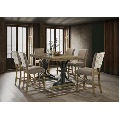 Dasher Solid Wood Top Trestle Dining Set
