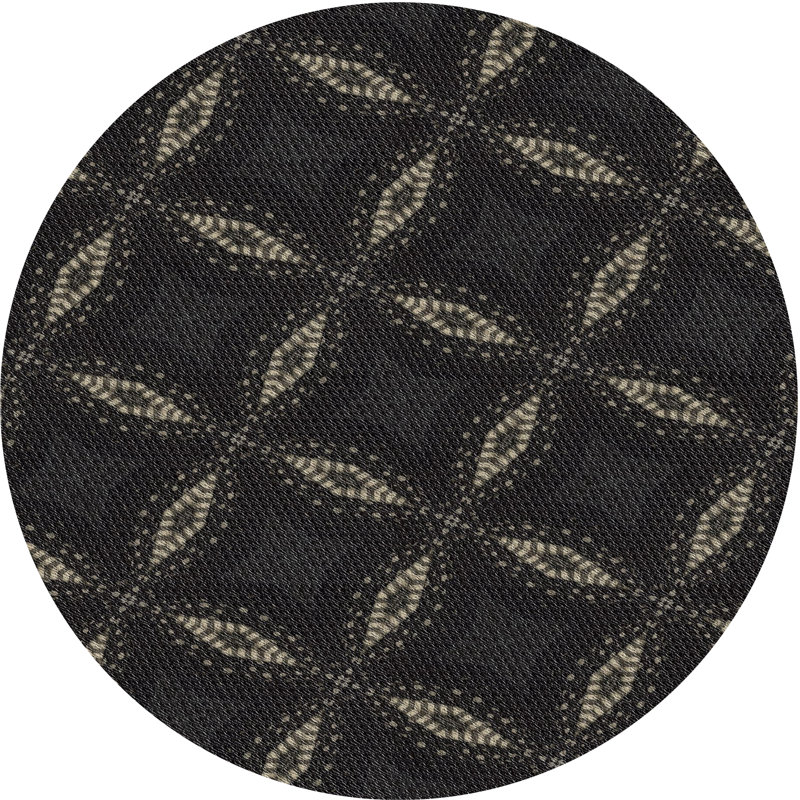 Tapis noir tissé à la machine, Rond 3 pi