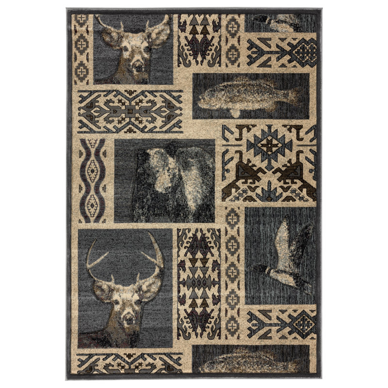 Tapis crème / gris foncé Shivers, Rectangle 8 pi 1 po x 10 pi 5 po