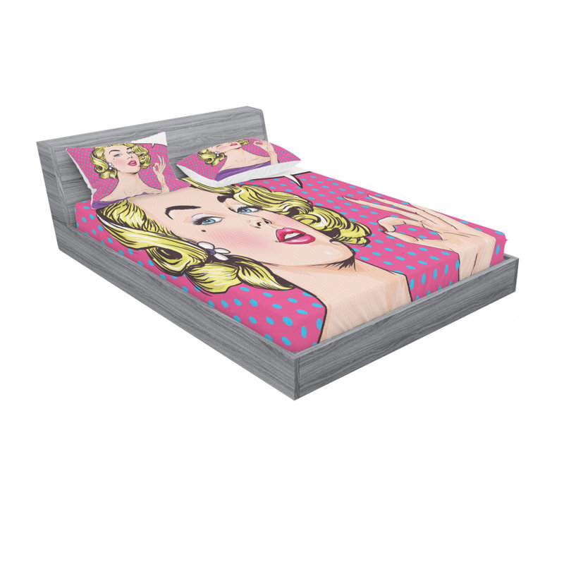 Ensemble de draps Pop Blonde, Ensemble de drap pour grand lit avec drap-housse