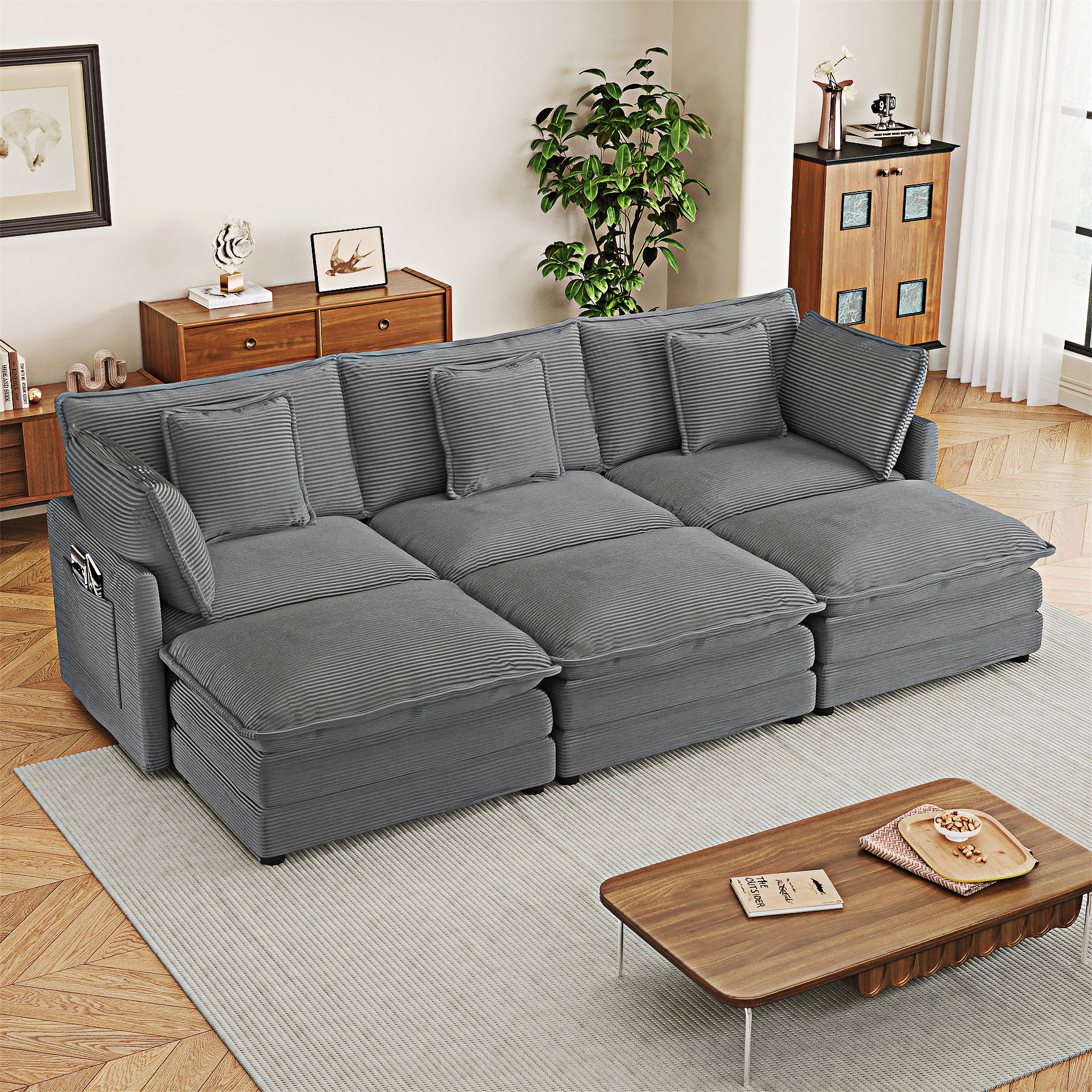 Latitude Run® Modular Upholstered Sectional Sofa With Side Storage ...