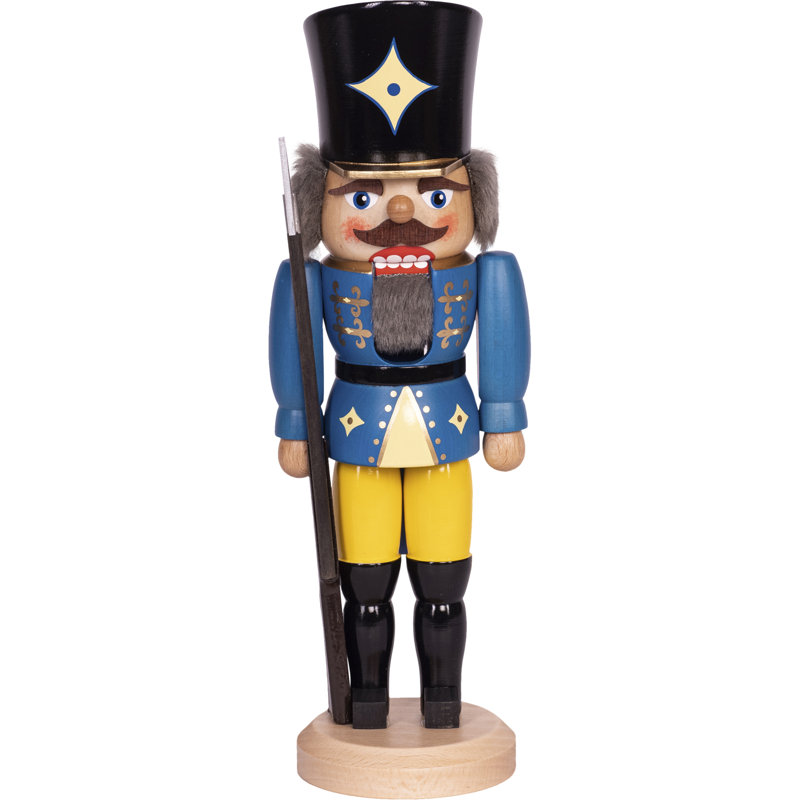 Soldier Nutcracker, 36cm H x 11cm W x 11cm D, Blue/Yellow