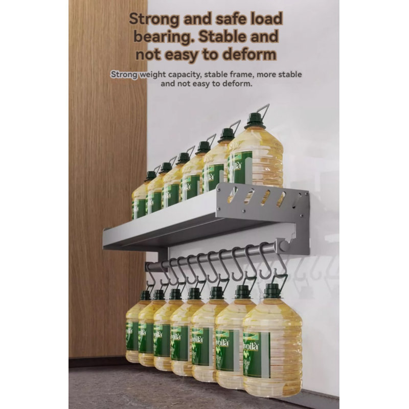 Wall-Mounted Multi-Functional Kitchen Spice Rack - Versatile Condiment And Storage Shelf, 2.16"H x 11.81"W x 7.87"D