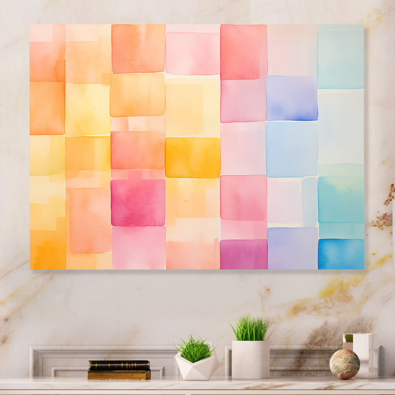 «Paster Color Cubes Patterns I» - art mural géométrique en métal MT137617, H 12 po x l 20 po x P 1 po