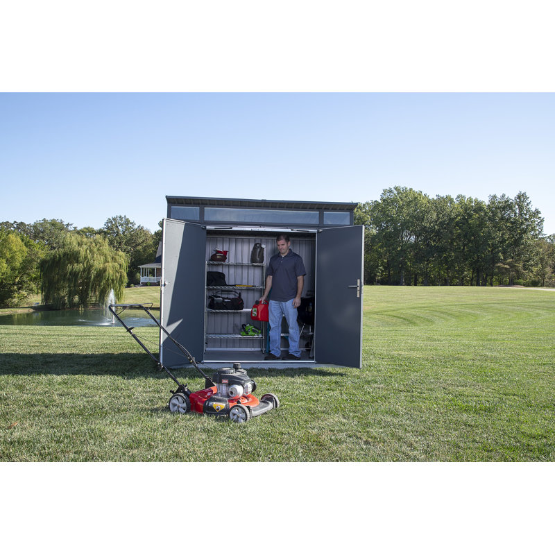Sojag 8' X 5' Denali Outdoor Lockable Steel Storage Building With Windows, Anthracite