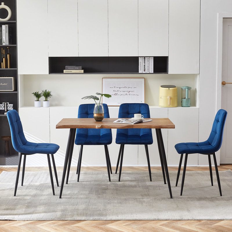 Lawanda Dining Table Set With 4 Chairs, Navy Blue