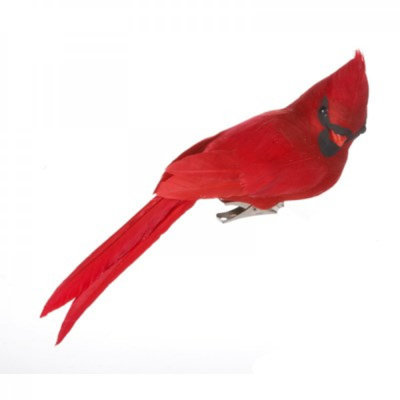 Feather Cardinal On A Clip Ornament