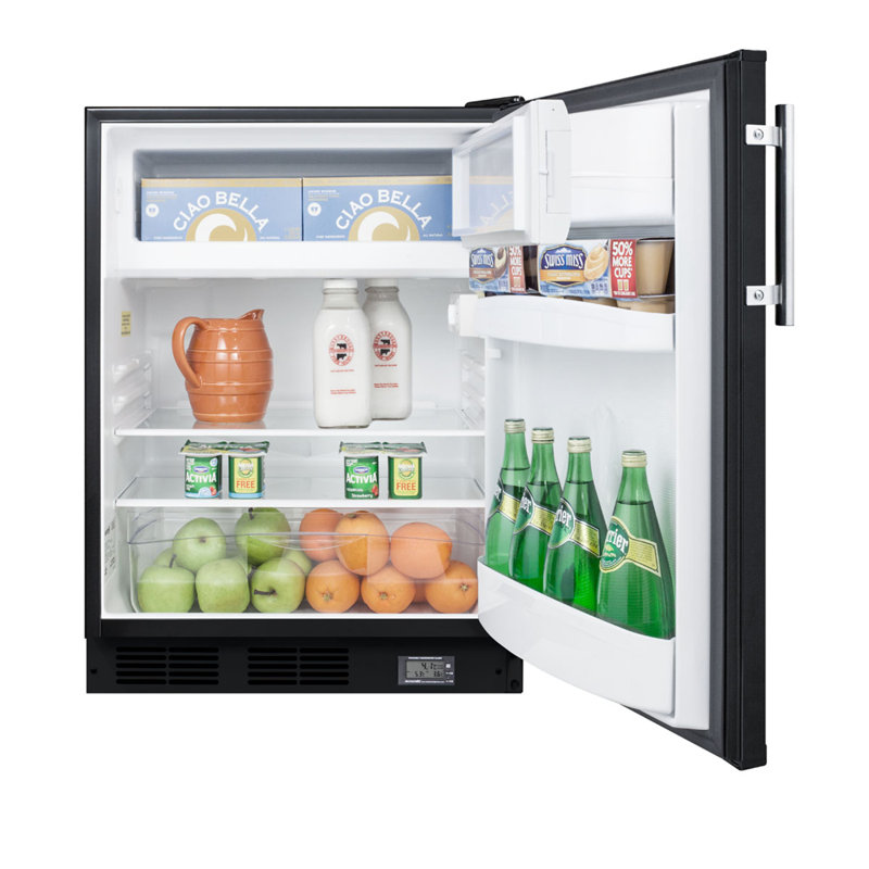 24" Wide Break Room Refrigerator-Freezer, Black
