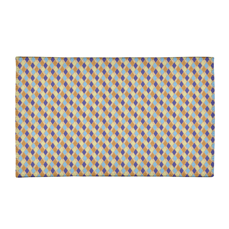 Tapis jaune/mauve rétro diamants, Rectangle 3 pi x 5 pi