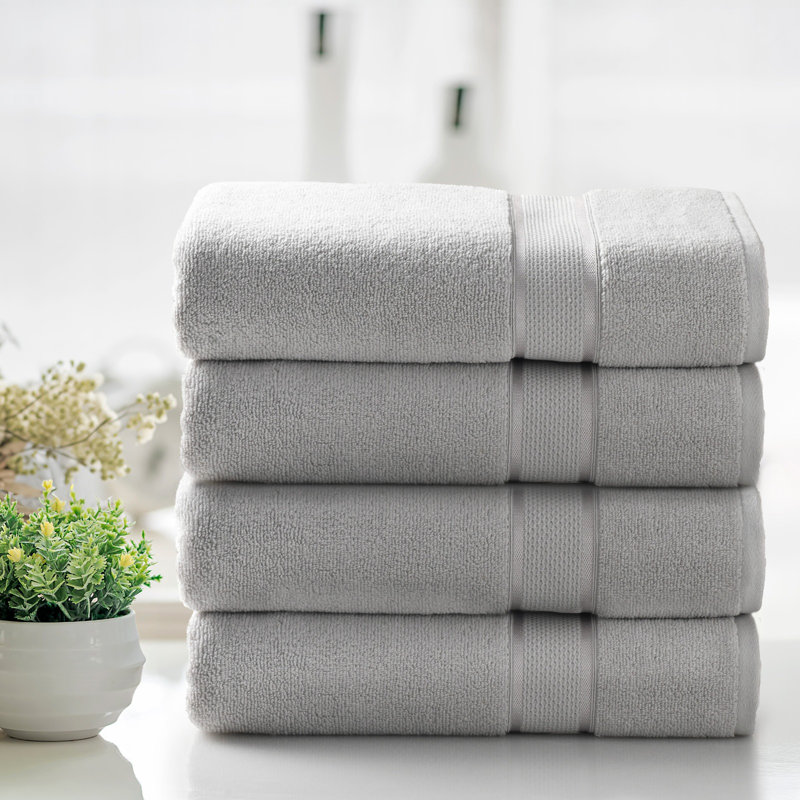 Ensemble de draps de bain en coton 2 pièces Kathy Ireland, 4, Argent argent