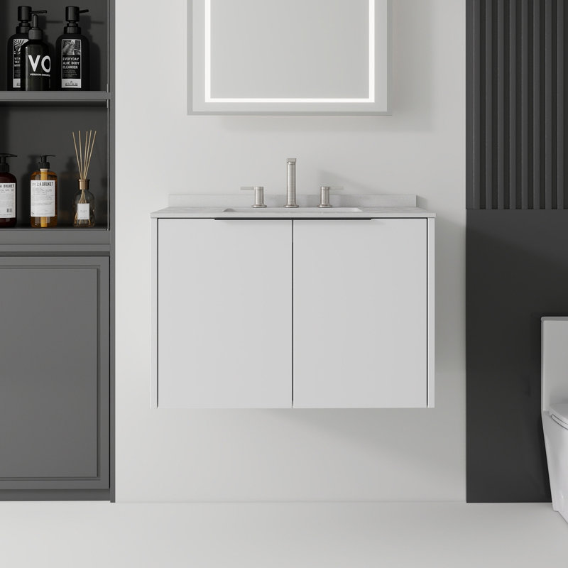 Meuble-lavabo flottant avec lavabo, 30" W, White