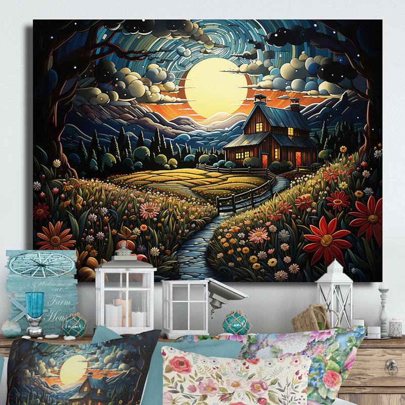 «Countryside Serenade at Night», impression d'art mural en métal, H 12 po x l 20 po x P 1 po