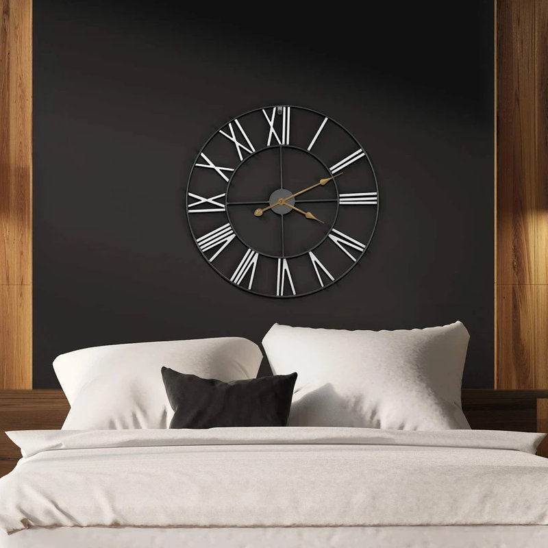 Horloge murale en métal - Blanc 60 Diamètres, Noir / blanc