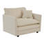 Fauteuil d'appoint rembourré en chenille beige avec repose-pieds
