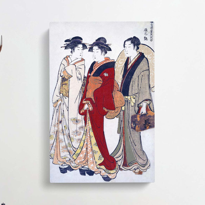 The Pleasure Quarter by Torii Kiyonaga - Wrapped Canvas Painting, 60cm H x 40cm W x 3cm D