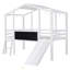 Lit mezzanine simple avec échelle et glissoire, lit maison avec tableau noir et bande lumineuse sur le toit-1666290156