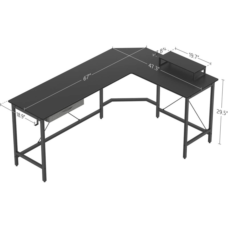 Bureau en L Rhianne, Noir