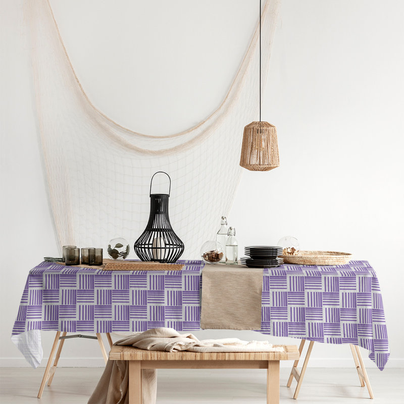 Rayures nattes classiques Nappe, Mauve/blanc
