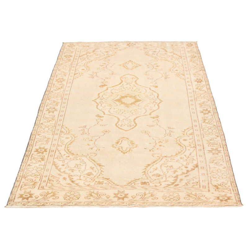 Tapis ivoire en laine noué à la main de conception unique 2000 S 5 pi 4 po x 8 pi 10 po Danuel