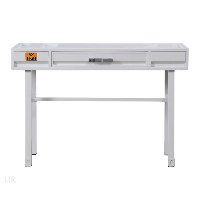 Bureau blanc de style industriel avec tiroir et panneau encastré pour espaces de travail modernes